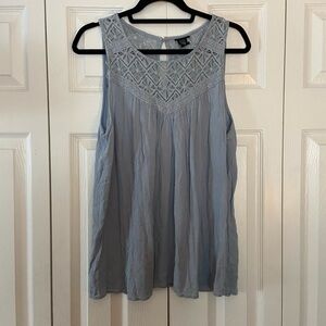 Women's Sleeveless Lace Top - Light Blue